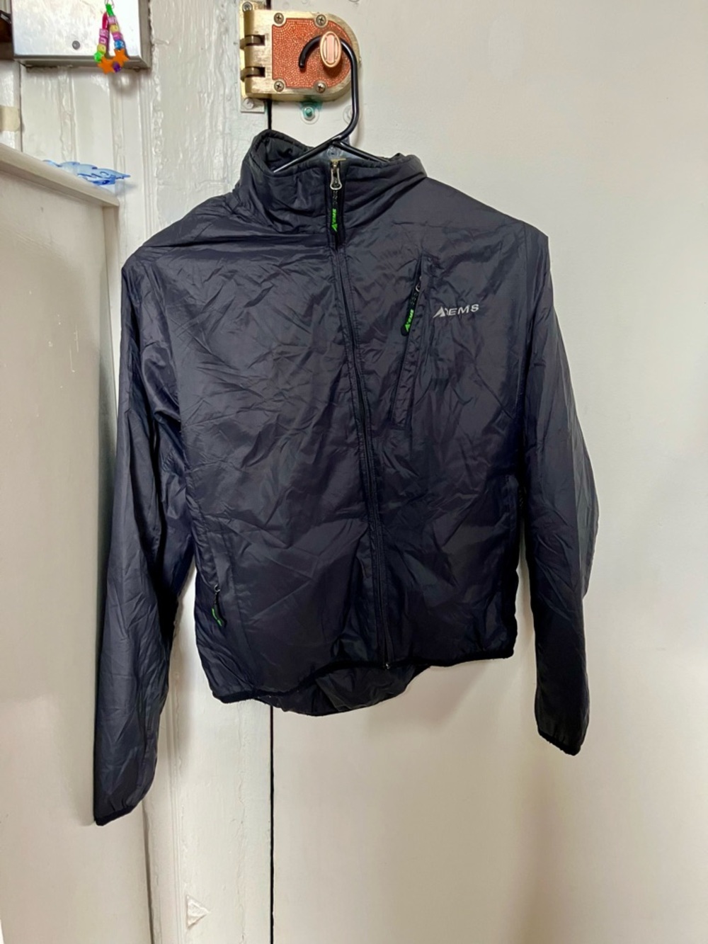 Women's Eastern Mountain Sports Black Lightweight Jacket with Green Accents